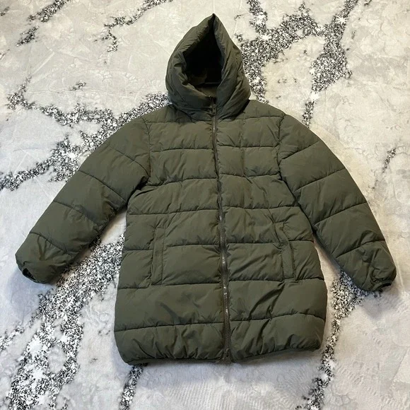 Zadig Voltaire Coat Womens Sz L Green Hooded Puffer Stand Collar Mid Length - Picture 1 of 9